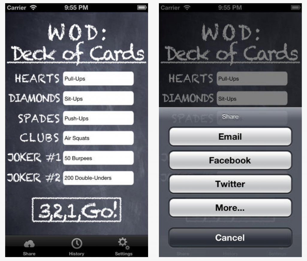 Fitness App: Deck of Cards WOD