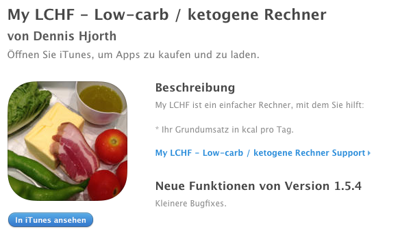 My LCHF - Low-carb / ketogene Rechner App
